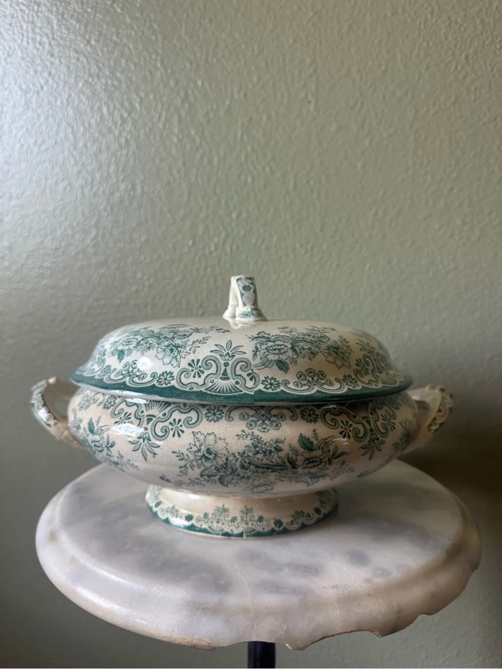 Antique Soup Tureen With Lid, Marked Anclais L-Bertrand Boadeux Made In France,
